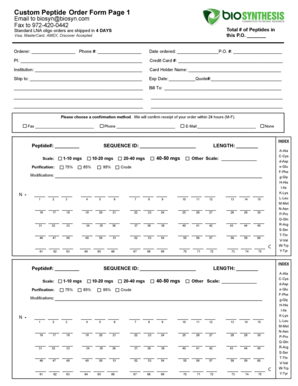 Custom Peptide Order Form
