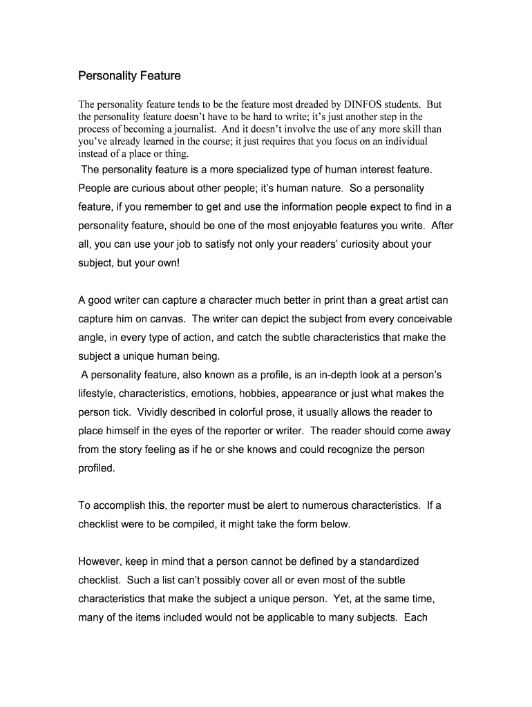 Personality Feature Preview on Page 1