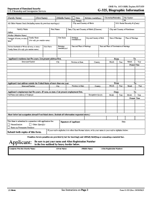 USCIS G-325 Biographic Information Form