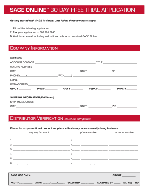 Sage Online Free Trial Application