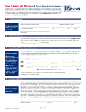 Iowa Advisor 529 Plan Payroll Direct Deposit Authorization