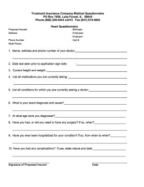 Trustmark Insurance Medical Questionnaire