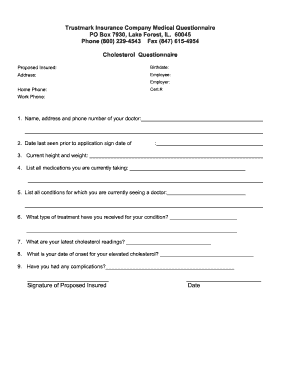 Trustmark Insurance Medical Questionnaire