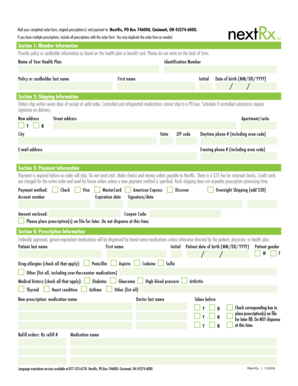 NextRx Prescription Order Form