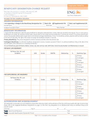 Beneficiary Designation Change Request