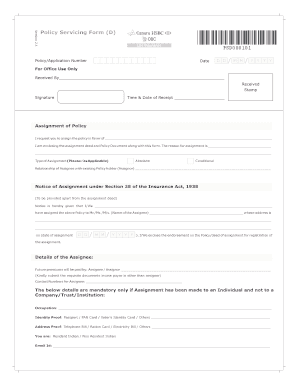 Policy Servicing Form Assignment