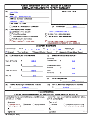 Florida Campaign Treasurer's Report