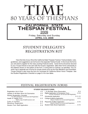 California State Thespian Festival Registration Kit