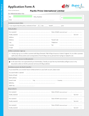 International Swiss Medical Application Form A