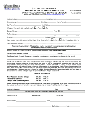 Residential Utility Service Application