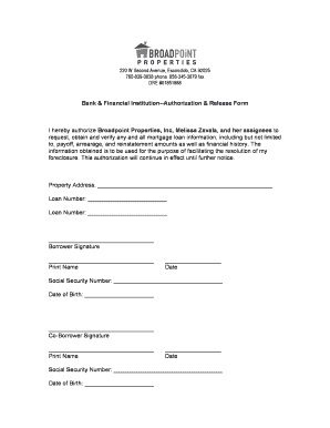 Bank & Financial Institution--Authorization & Release Form I hereby ...