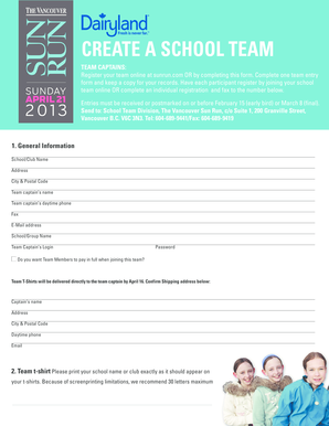 School Team Registration Form