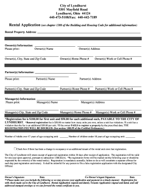 Rental Application - City of Lyndhurst, Ohio