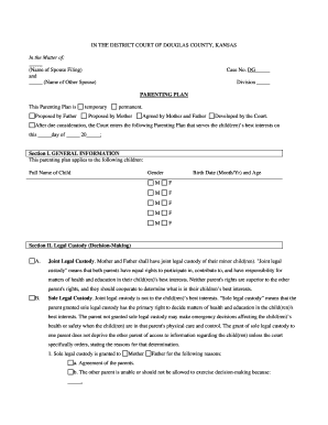 Douglas County Kansas - Temporary or Permanent Parenting Plan PDF format