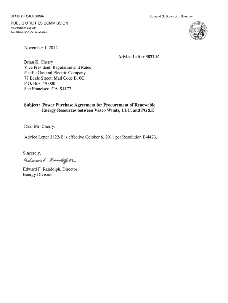 Advice Letter 3822-E Preview on Page 1