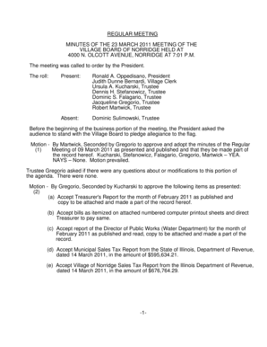 Falagario, Trustee Jacqueline Gregorio, Trustee Robert Martwick, Trustee Absent: Dominic Sulimowski, Trustee Before the beginning of the business portion