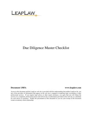 Due Diligence Master Checklist