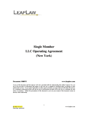 Single Member LLC Operating Agreement New York - LeapLaw