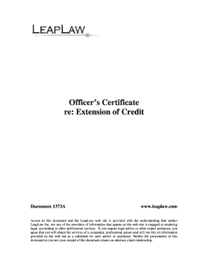 Officer’s Certificate for Credit Agreement