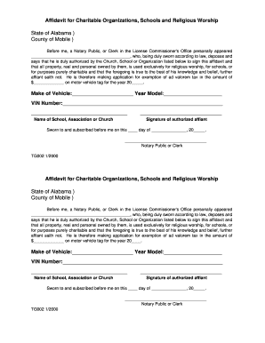 Affidavit for Charitable Organizations