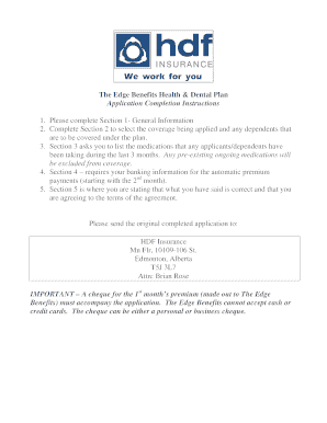 Edge Benefits Health & Dental Plan Application