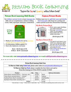 Picture Book Learning Order Form