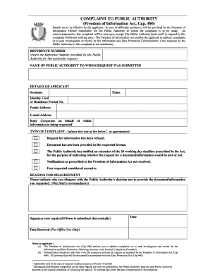 Complaint to Public Authority