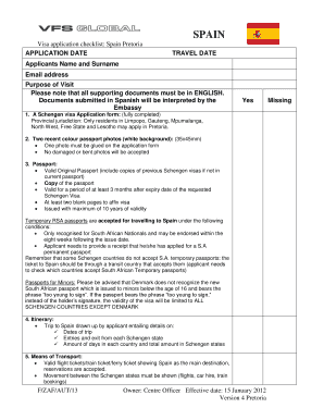 Spain Visa Application Checklist