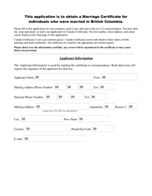 Marriage Certificate Application