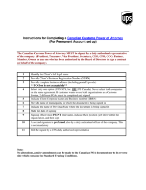 Canadian Customs Power of Attorney