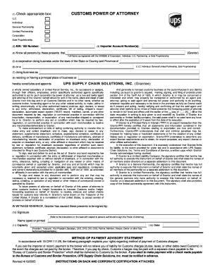 Customs Power of Attorney