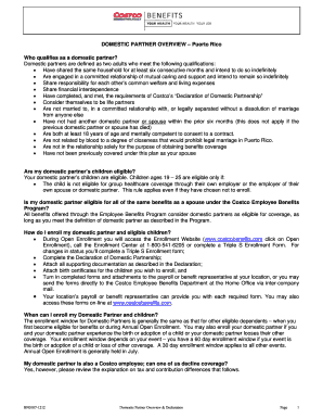 Costco Domestic Partner Declaration Form