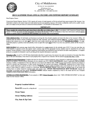 2013 Connecticut Rental Income and Expense Report