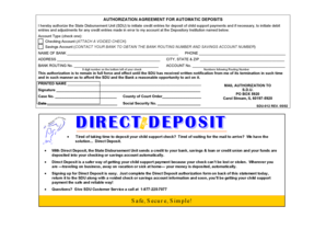 Child Support Direct Deposit Authorization Agreement