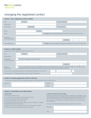 UK Child Trust Fund/JISA Registered Contact Change Form