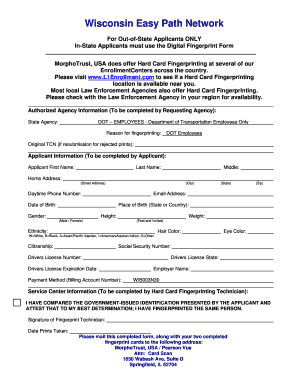 Wisconsin DOT Fingerprint Form