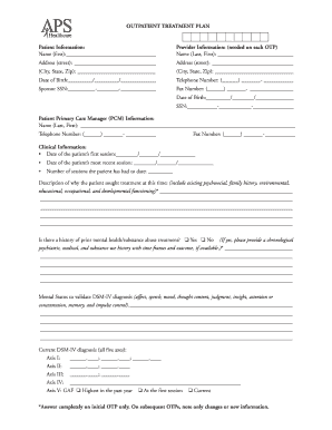 Outpatient Treatment Plan