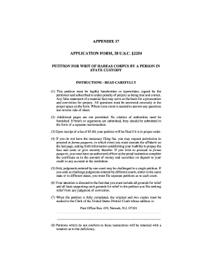 Appendix 17 application form, 28 usc 2254 - Gann Law Books