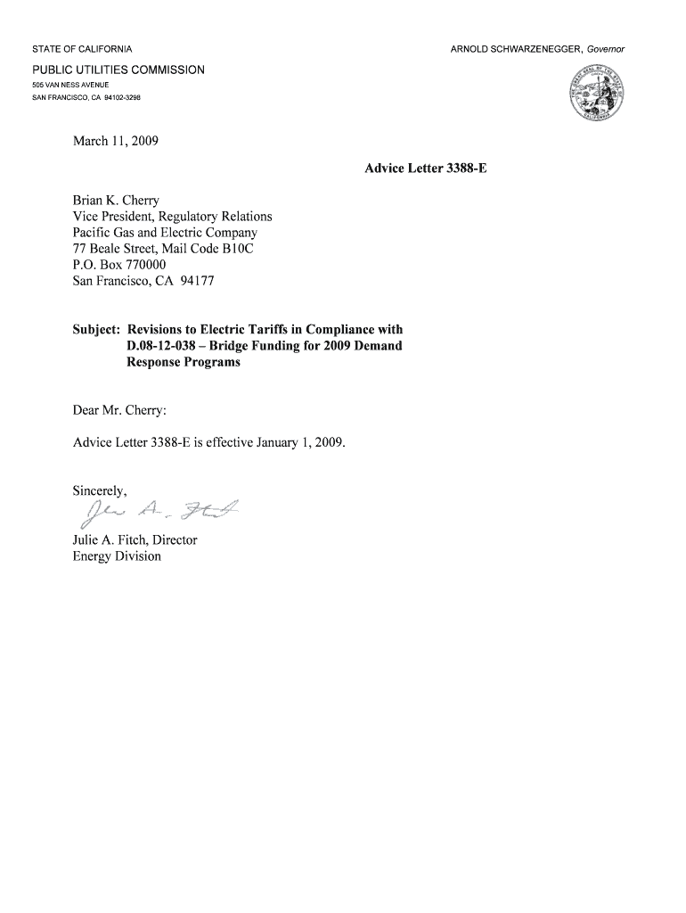 Advice Letter 3388-E Preview on Page 1