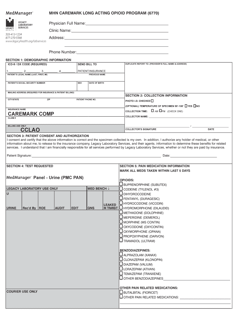 Caremark Comp Precertification Request Form Preview on Page 1