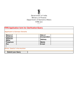 FIPB Application Form for Clarification/Query