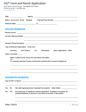 CIU Farm and Ranch Application