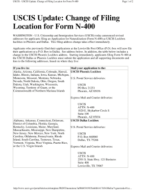 USCIS Update: Change of Filing Location for Form N-400