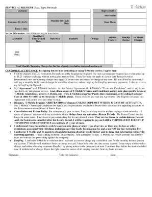 Catering contract - SERVICE AGREEMENT Acct Type Personal bb - T-Mobile