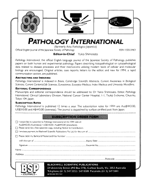 Pathology International Subscription Form