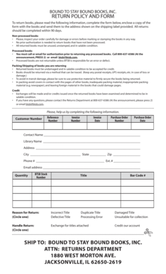 Bound to Stay Bound Books Return Form