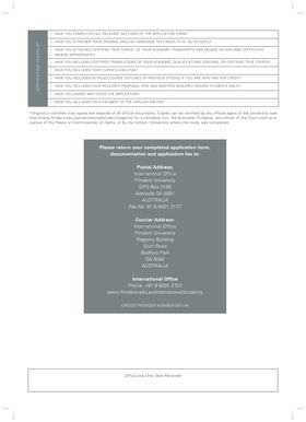 Flinders University Postgraduate Application Form