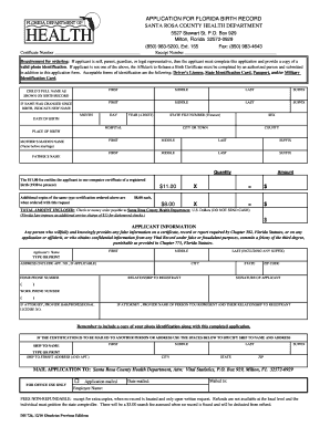 Florida Birth Record Application