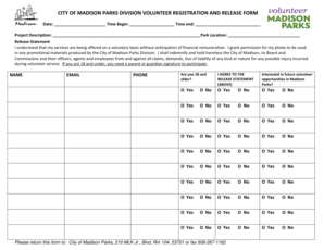 City of Madison Volunteer Registration Form