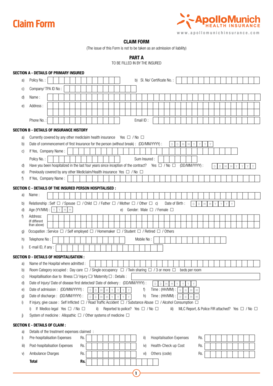Apollo Munich Health Insurance Claim Form